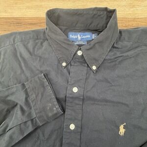 Polo Ralph Lauren "Blake" Men's Button Down Shirt - Solid Black - Size L - EUC
